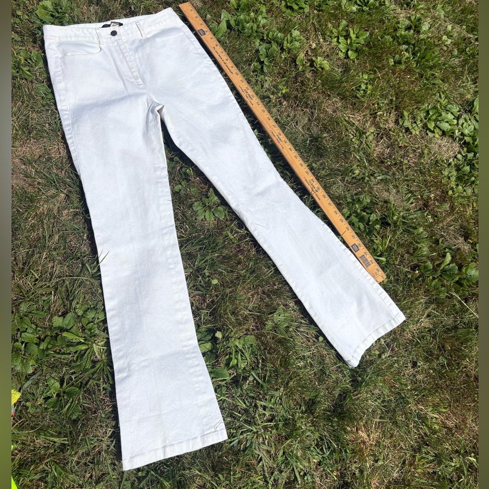 ETCETERA WHITE COTTON BLEND MICRO FLARE JEANS